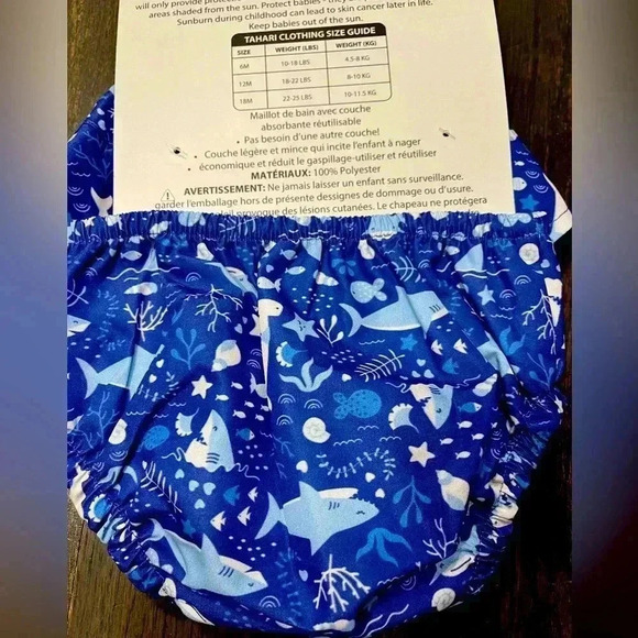 Tahari Baby UPF 50+ Ocean Theme Sun Hat & Swim Diaper Set‎ Marine Print D33 - Picture 4 of 5